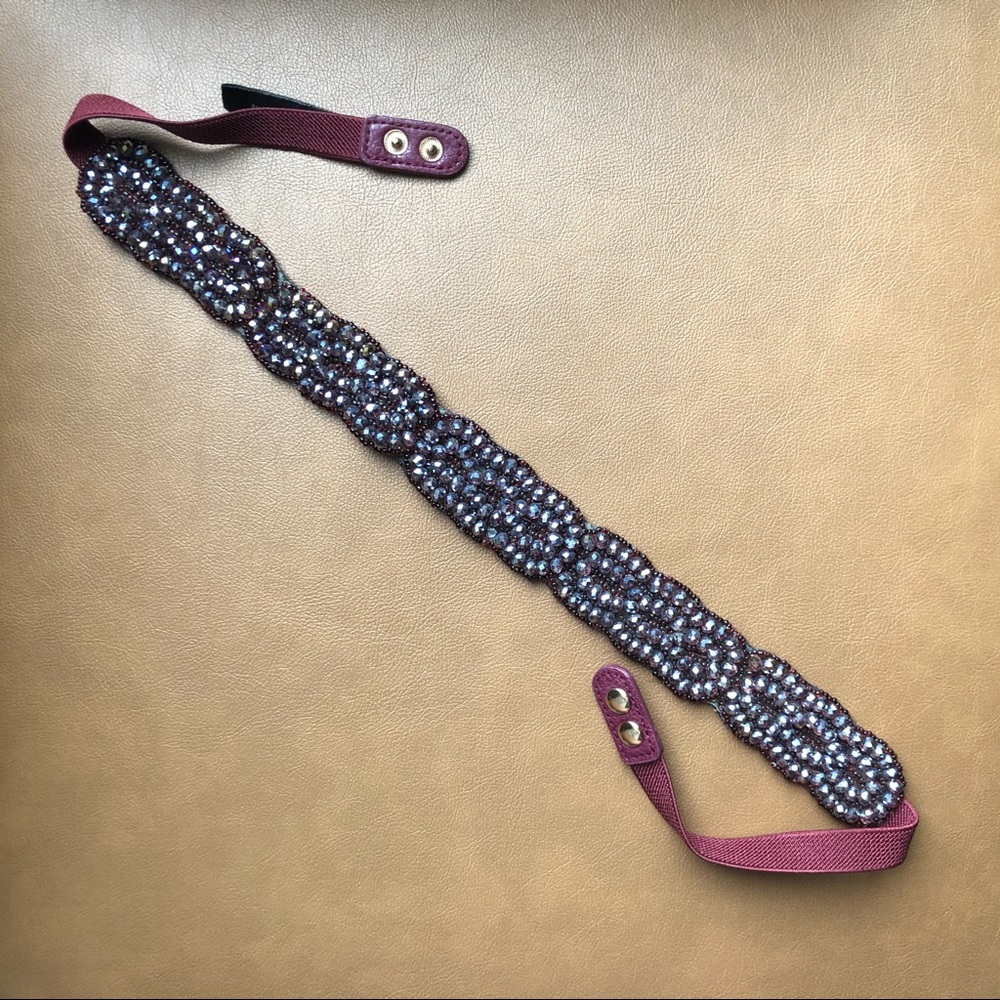Beaded Belt - Plum